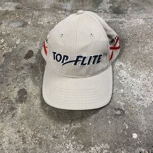Vintage Top-Flite Infinity Cap Strap Back Adjustable Beige Embroidered Golf Logo